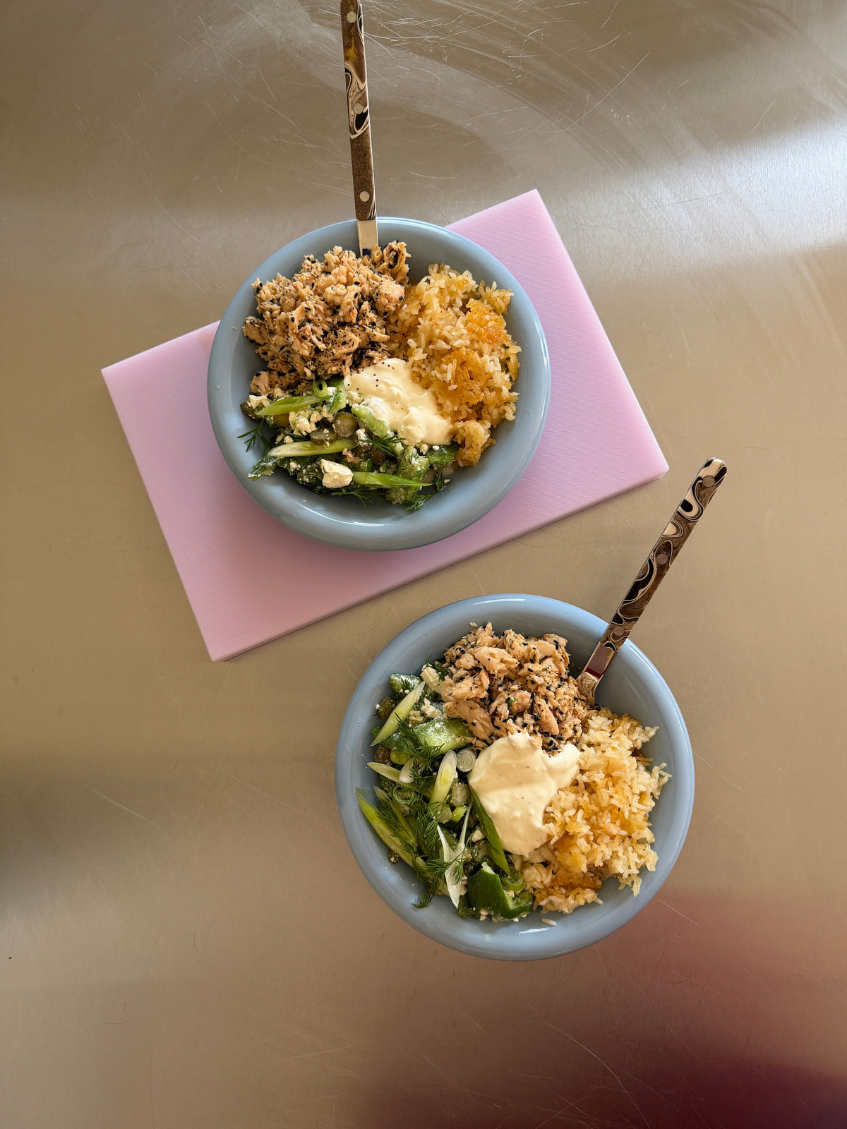 Crispy Bone Broth Rice with Everything Salmon