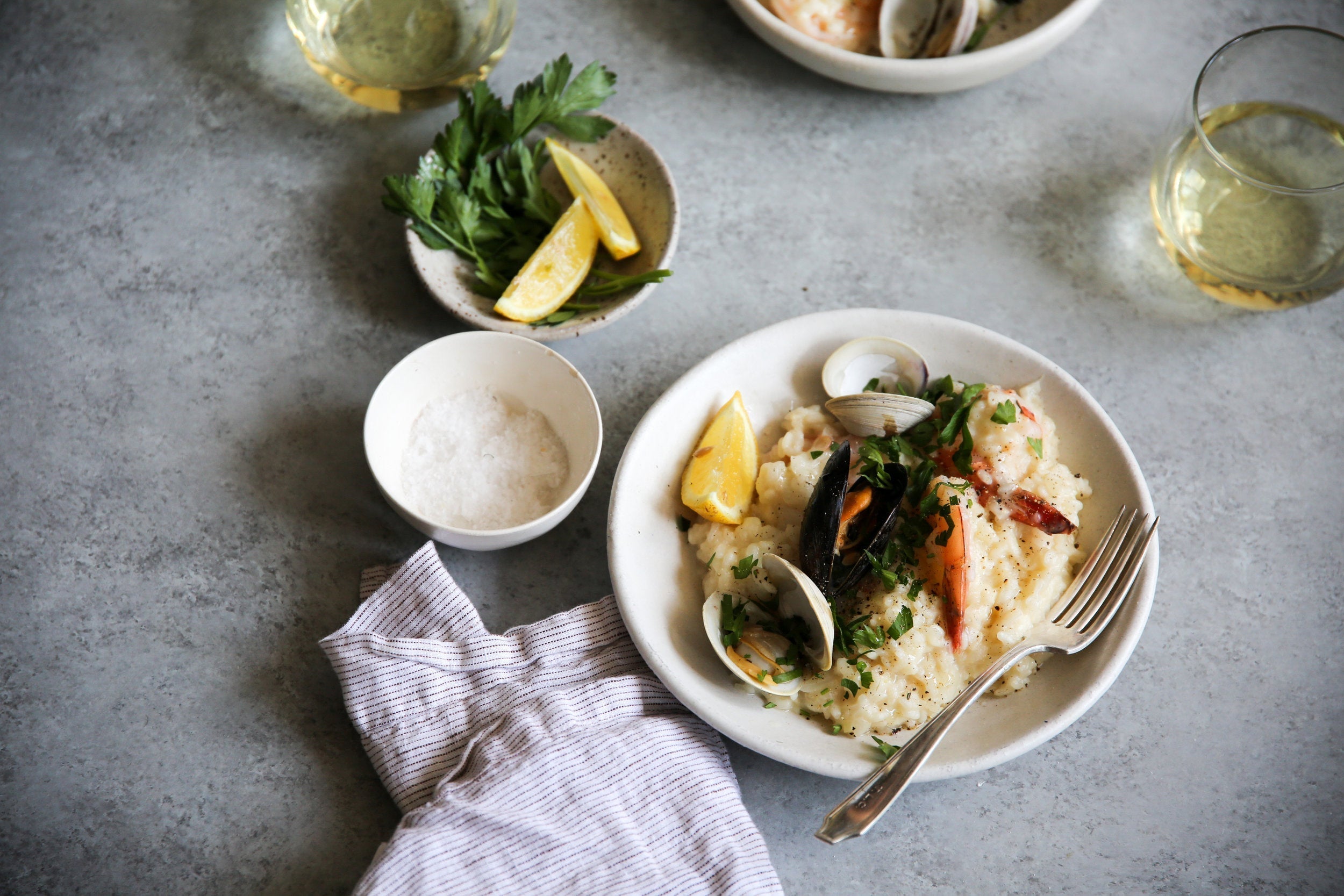 Snapper Stock Seafood Risotto
