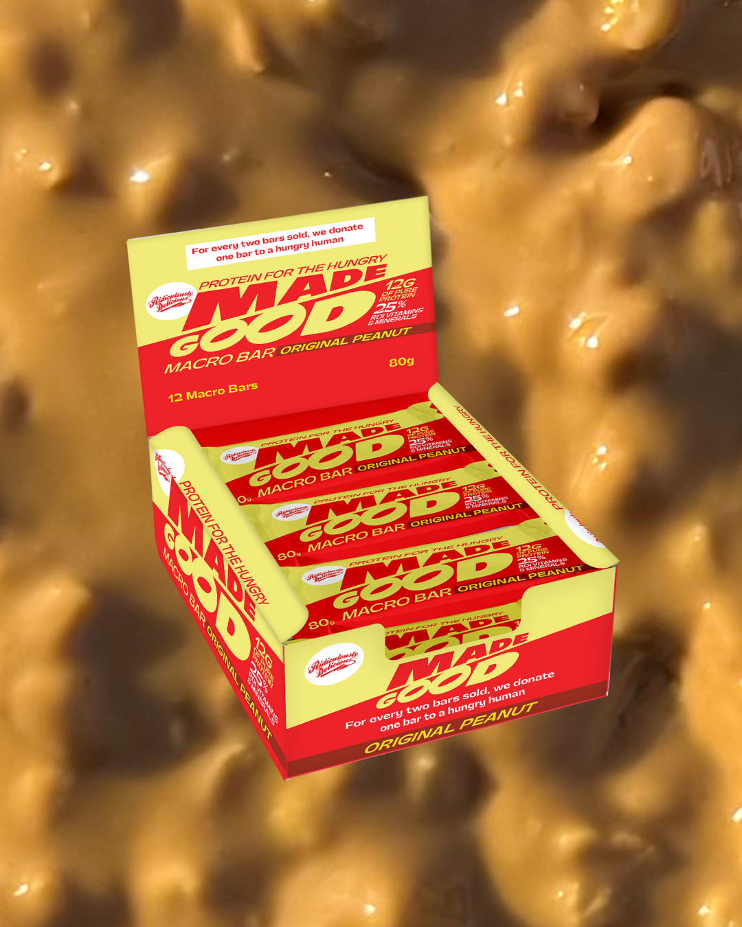 Made Good Macro Bar – peanut butter protein bar in display case