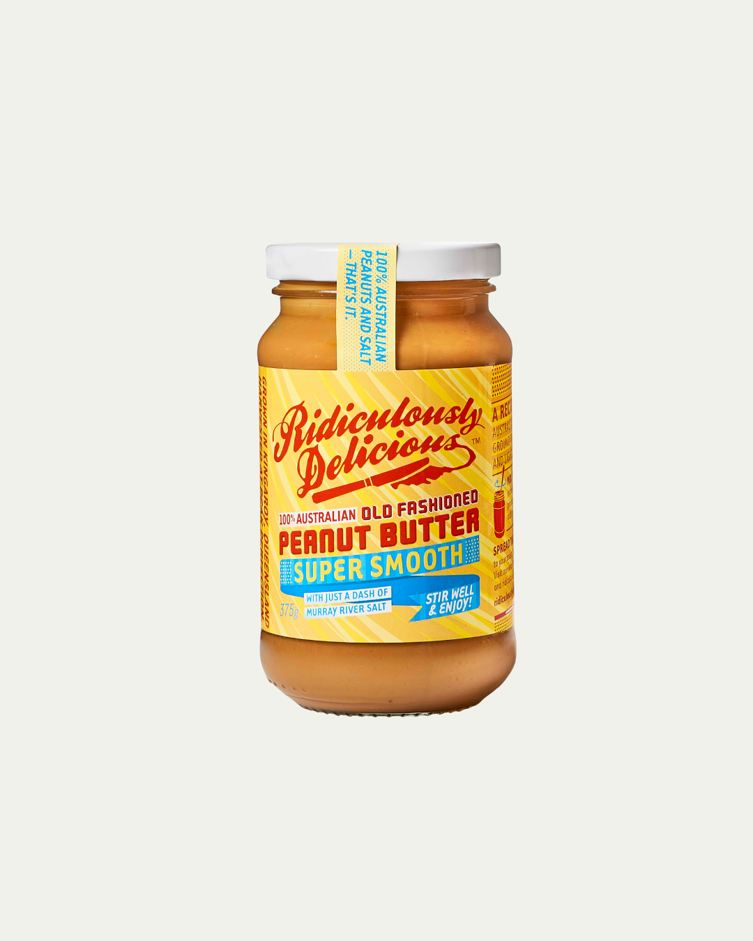 Jar of Super Smooth Ridiculously Delicious peanut butter